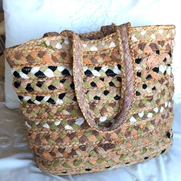 Magid BOHO Woven Jute and Cotton/ Shoulder Tote NWOT - Picture 15 of 15